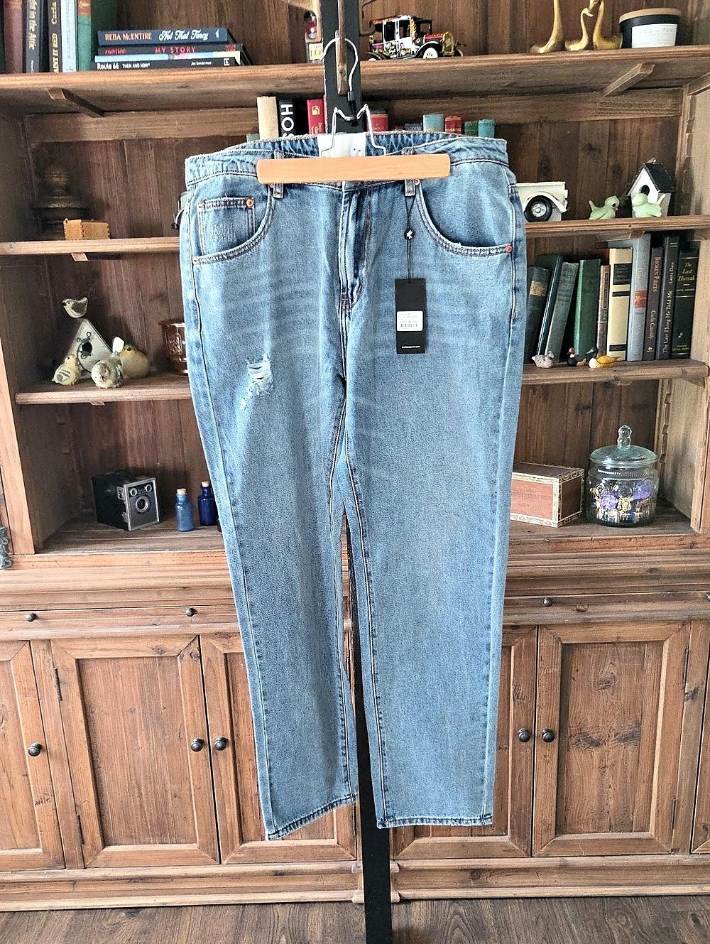 One Teaspoon Truckers MW Jeans Straight Leg Blue Waist 32